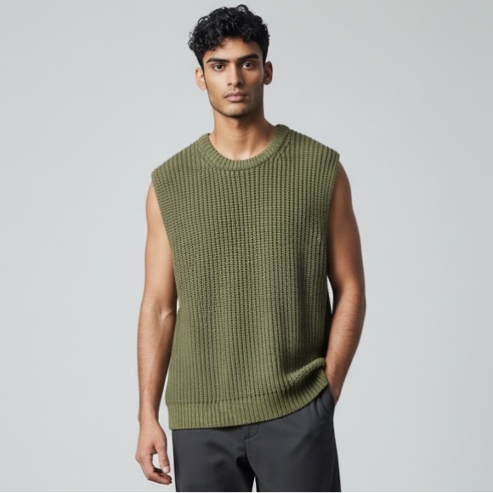 TOPMAN Light Green Sleeveless Knit Sleeveless Shirt Size Medium - Picture 2 of 8